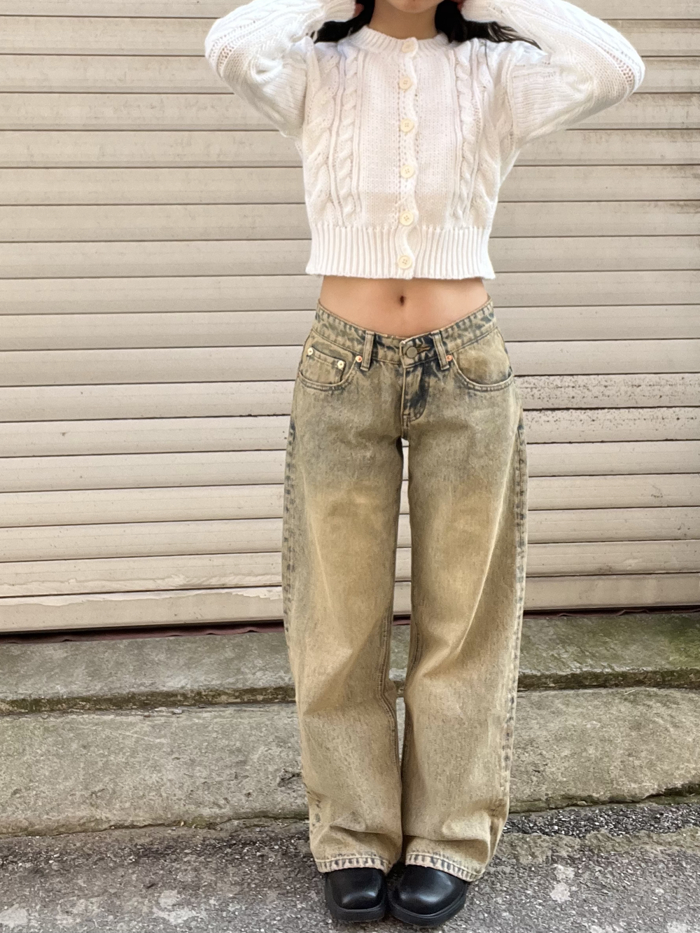 Spring American Vintage Distressed Wasteland Mud-Washed Low-Rise Loose Slim Straight Leg Jeans for Women - 90s Y2K Style