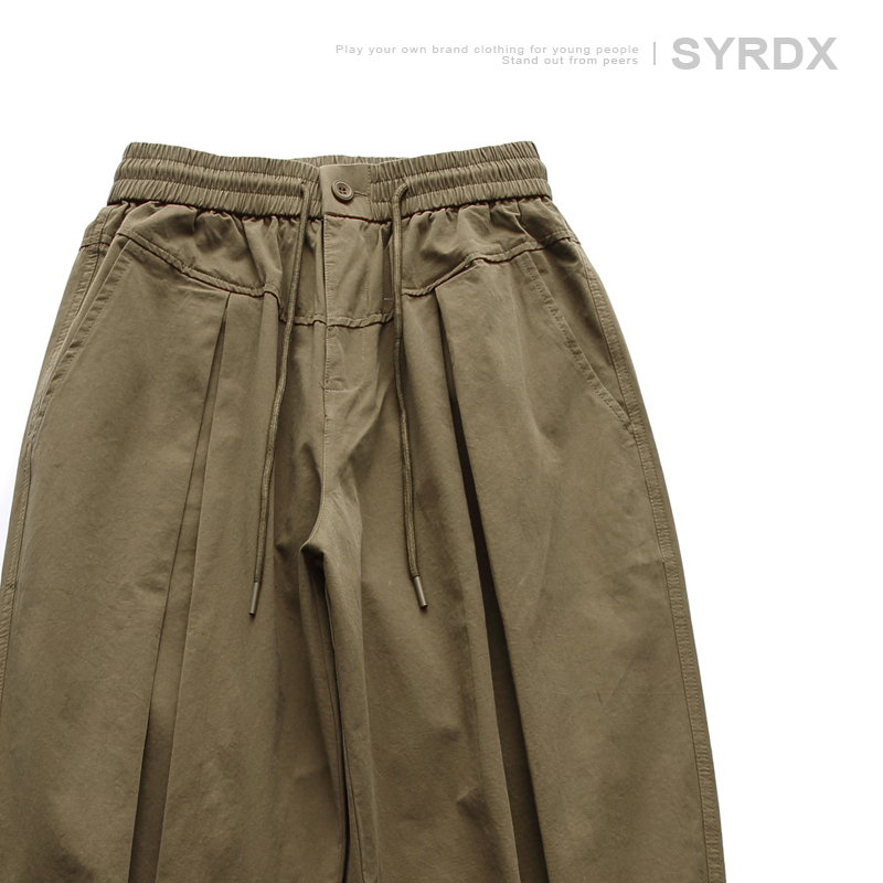Spring Retro Draped Work Pants for Men - Trendy Loose Straight Casual Long Pants in American Style