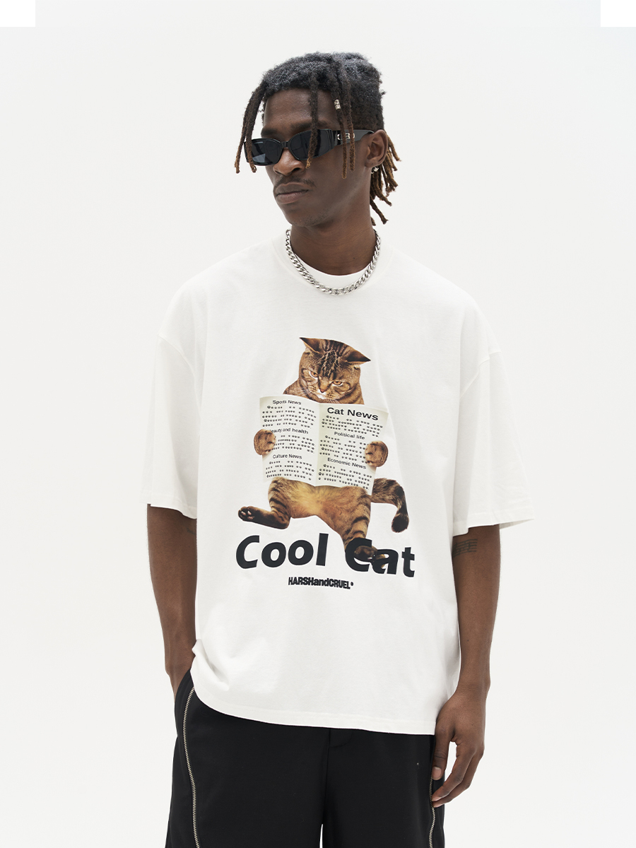 Stylish Cool 'Little Raccoon' Graphic T-shirt - Pure Cotton Short Sleeve - Trendy Casual Wear