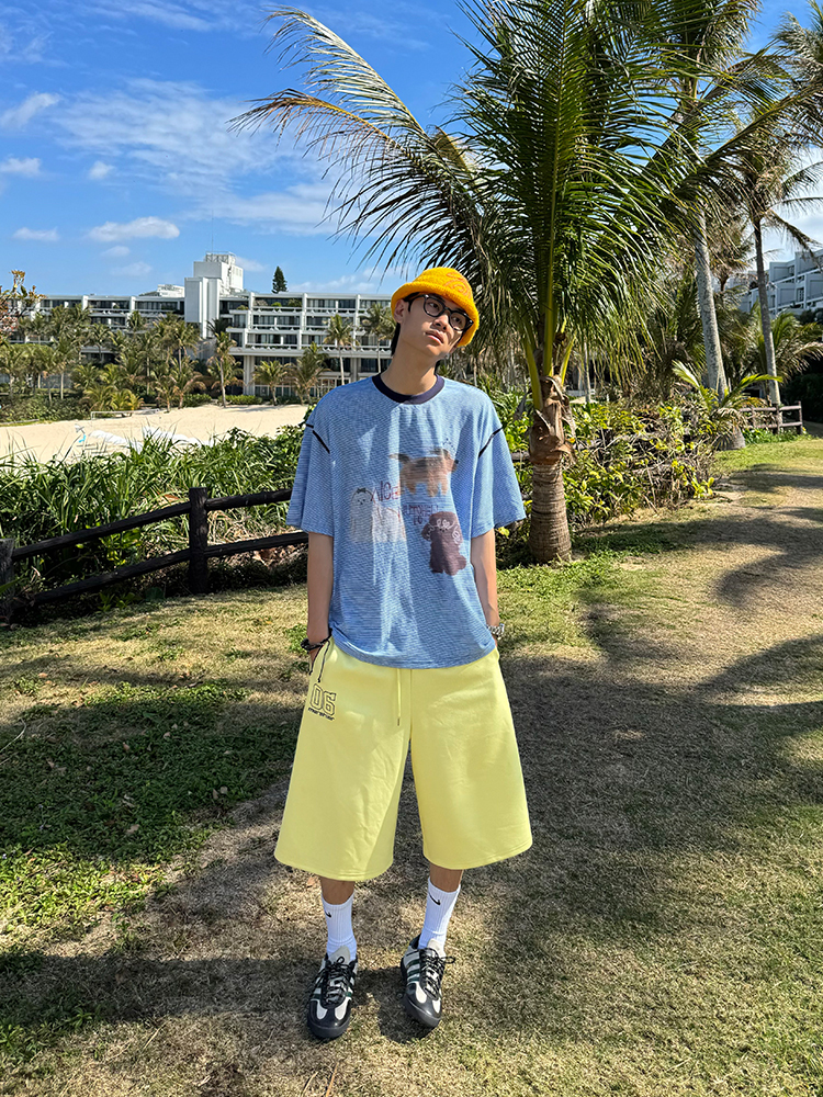 Summer American Vintage Fun Animal Stripe Short Sleeve T-Shirt for Men and Women – Loose Casual Breathable Top, Y2K Style