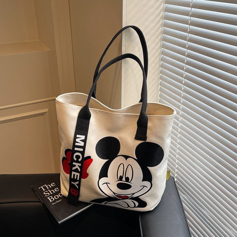 Summer Cartoon Canvas Tote Bag for Women - Large Capacity Commuting & Student Bag - Versatile Fashionable Everyday Carry