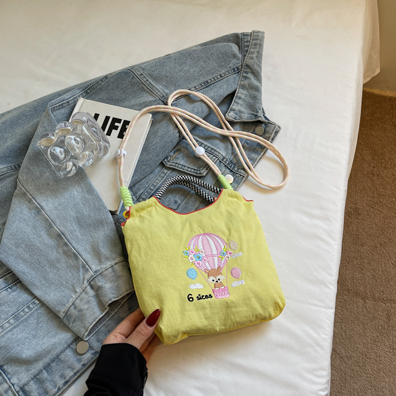 Summer Casual Embroidered Handbag for Women - High-End Canvas Crossbody Phone Bag for Commuting, 2025 Fashion Trend