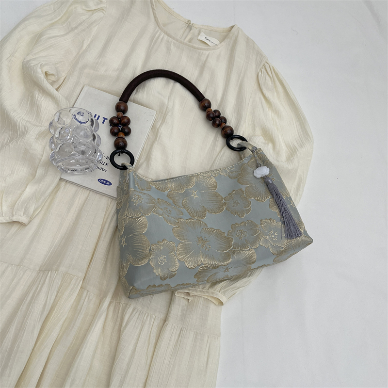 Summer Chinese-Style Women's Shoulder Bag - Large Capacity National Wind Tote Bucket Bag for Commuting