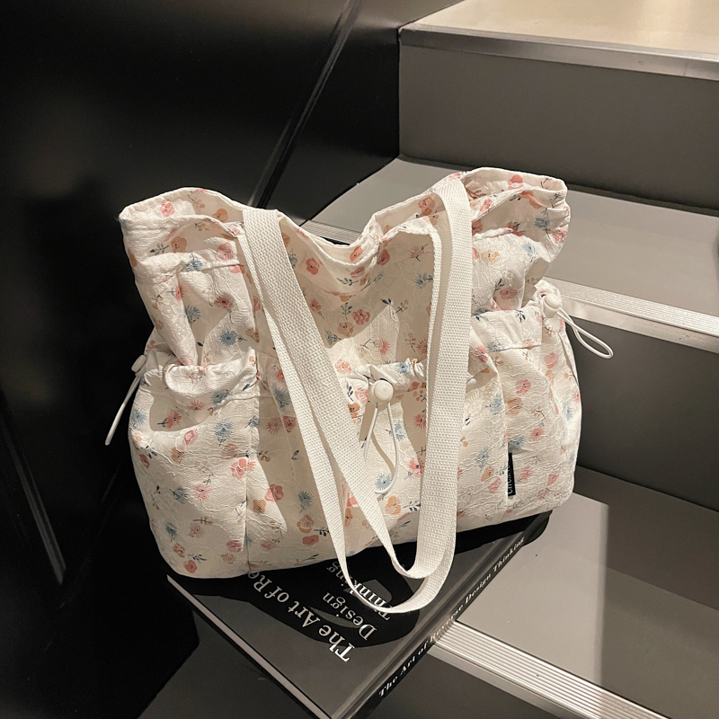 Summer Floral Tote Bag for Women - Large Capacity Canvas Shoulder Bag, Stylish Commuter & Student Essential, 2025 Trend