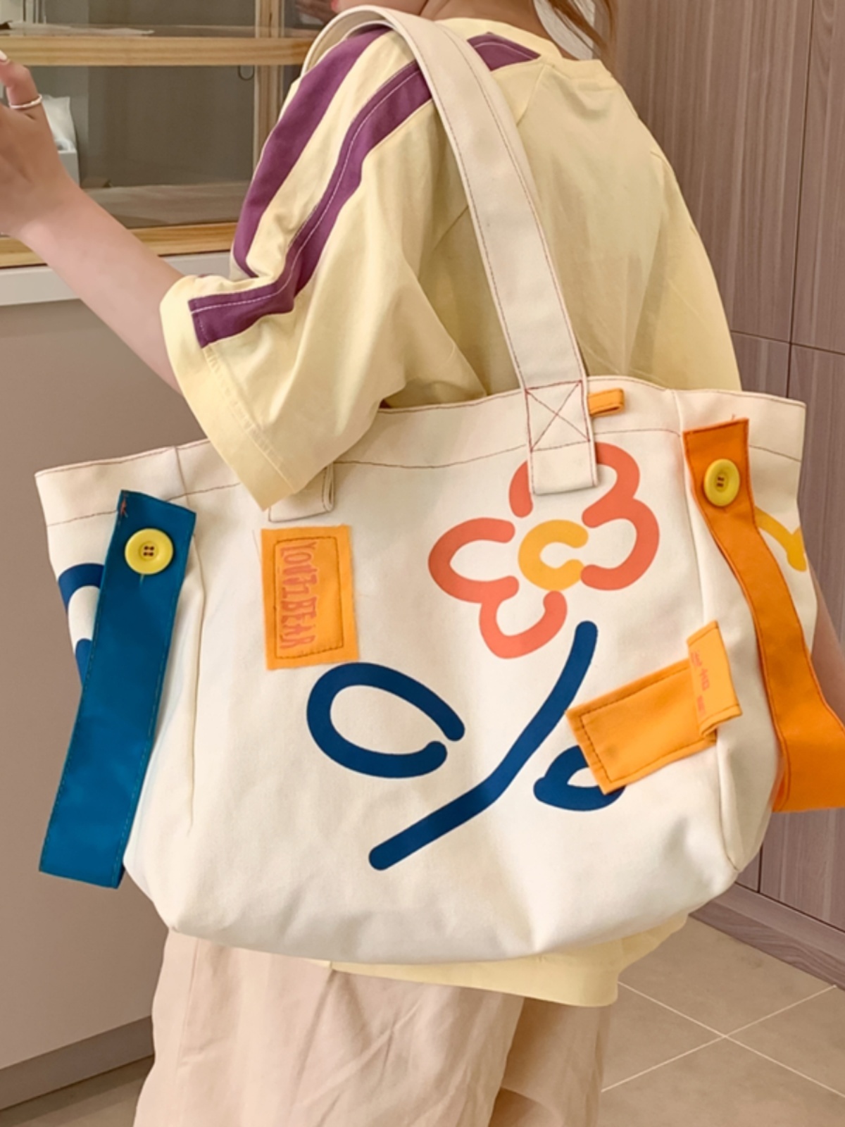 Summer Large Capacity Canvas Tote Bag for Women - Japanese Literary Style Versatile Commuting Shoulder Bag - Korean Fashion