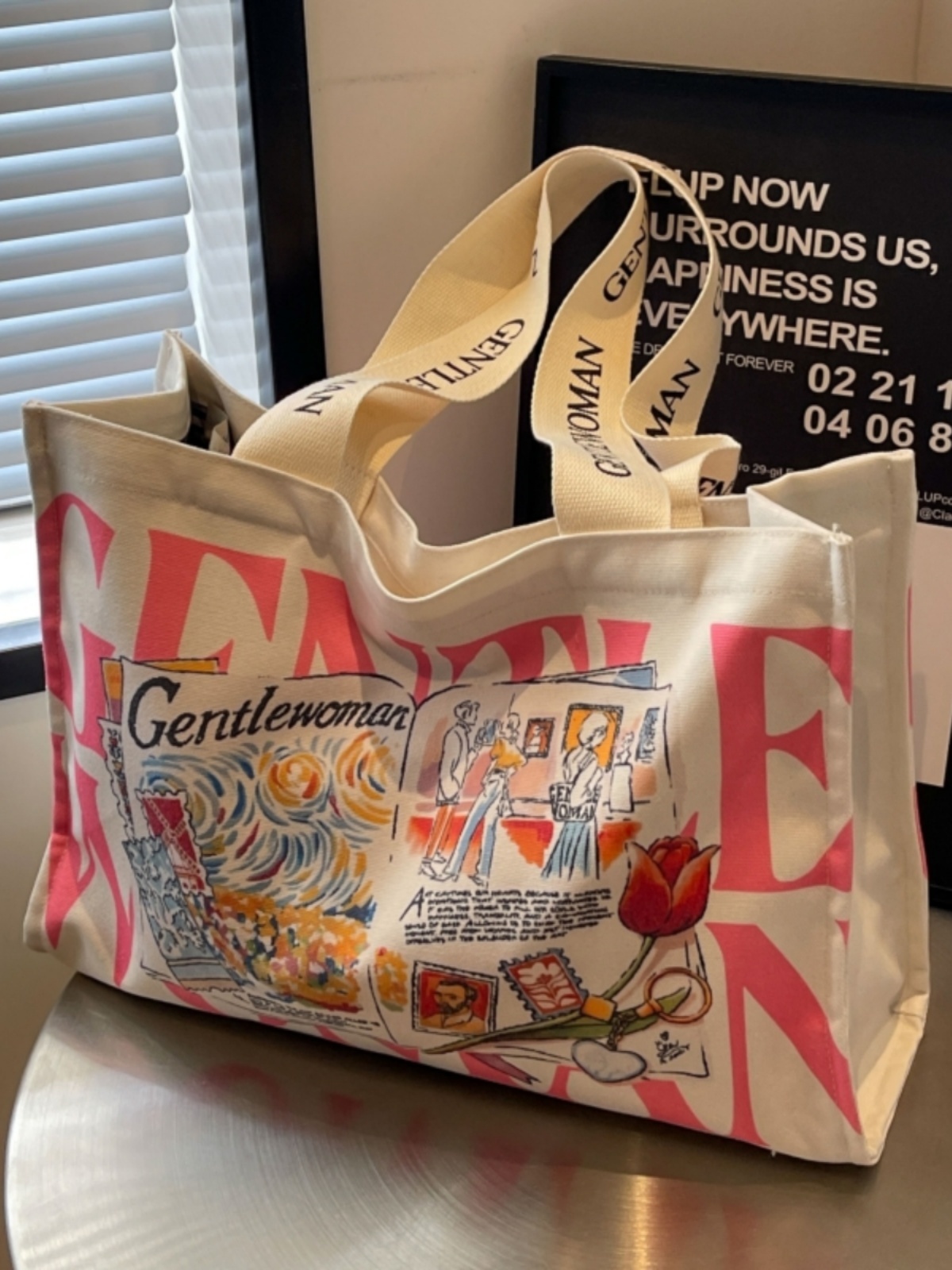 Summer Large Capacity Letter Canvas Tote Bag for Women - Fashionable Commuting Shoulder Bag for College Students and Shopping