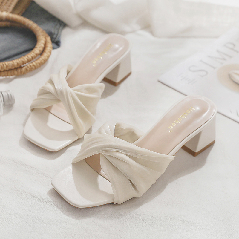 Summer Sheepskin Chunky Heeled One-Strap Sandals - Fairy Style Outdoor Slippers for Women, Trendy and Fashionable