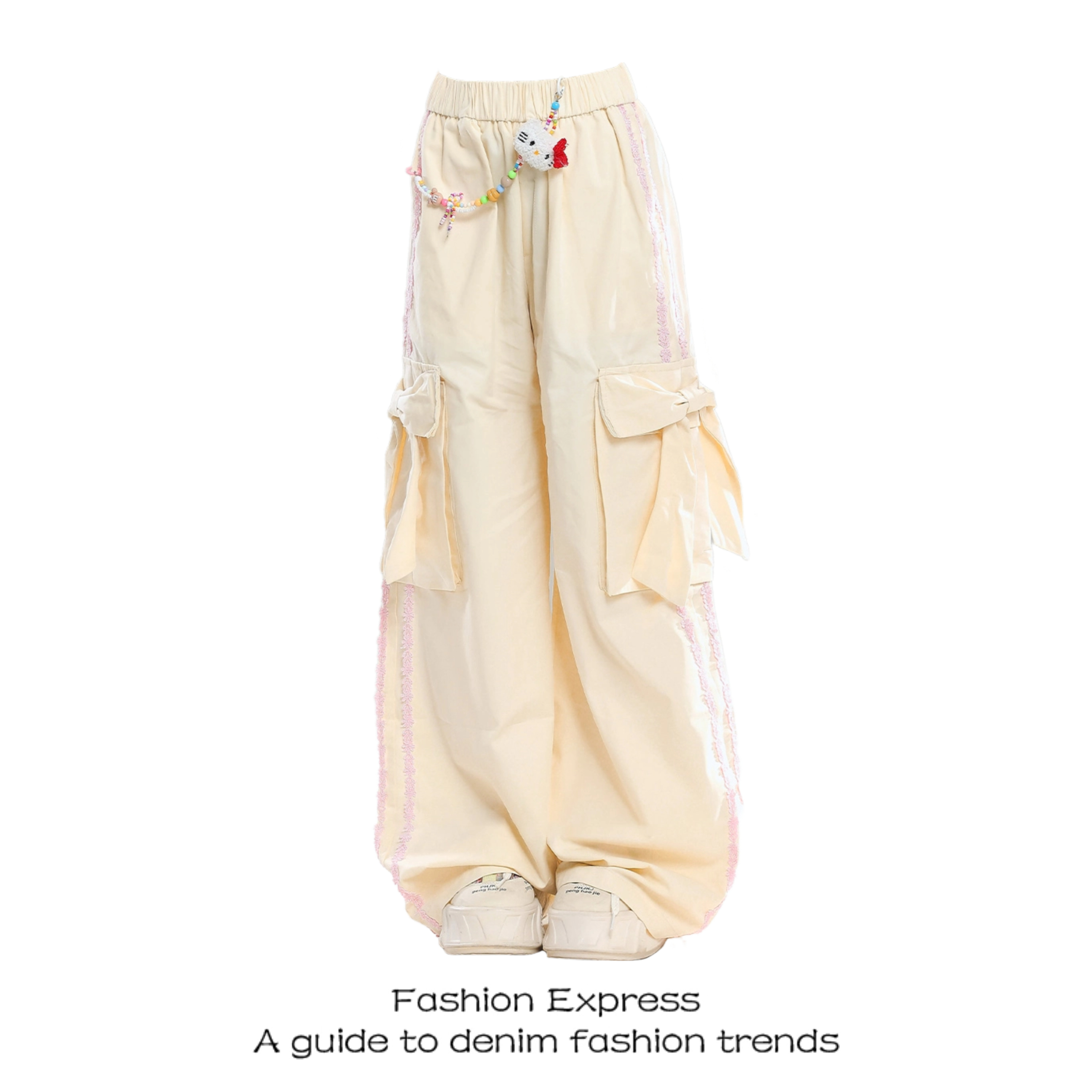 Summer Side Bow Pants for Women - Trendy Loose Draping Floor-Length Casual Sports Pants with Pockets