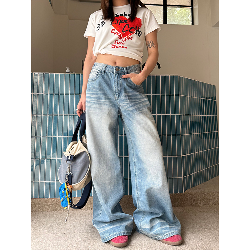 Summer Thin Washed Straight-Leg Jeans for Men and Women - American Retro Loose Fit Casual Pants
