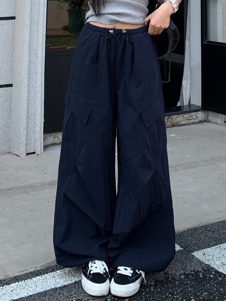 Summer Women's Loose Wide-Leg Work Pants - Mid-Waist Casual Straight Trousers in American Style, Slimming Fit