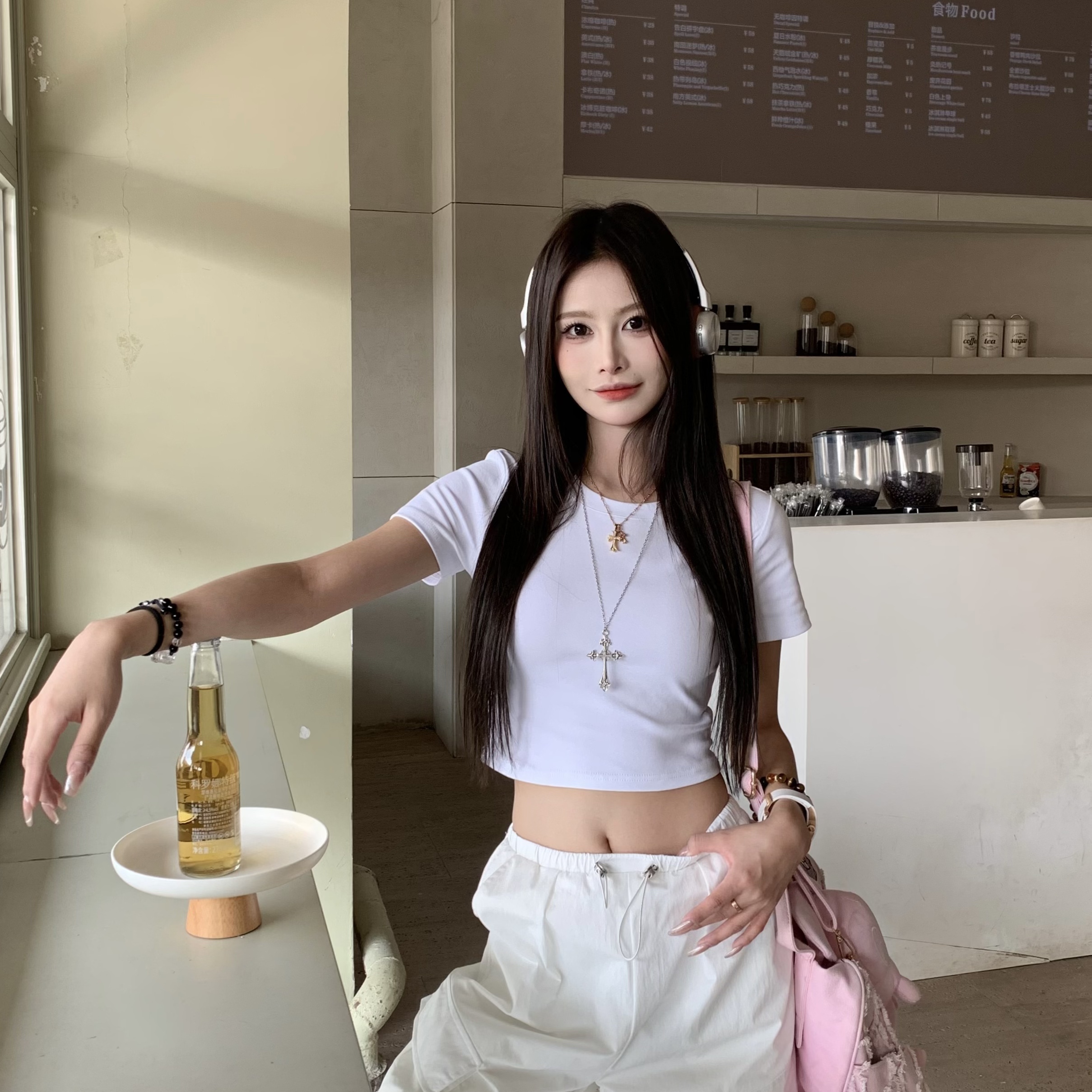 Sweet Cool Hot Girl Crop Short Sleeve T-Shirt for Women - 2025 Summer American Style Regular Fit