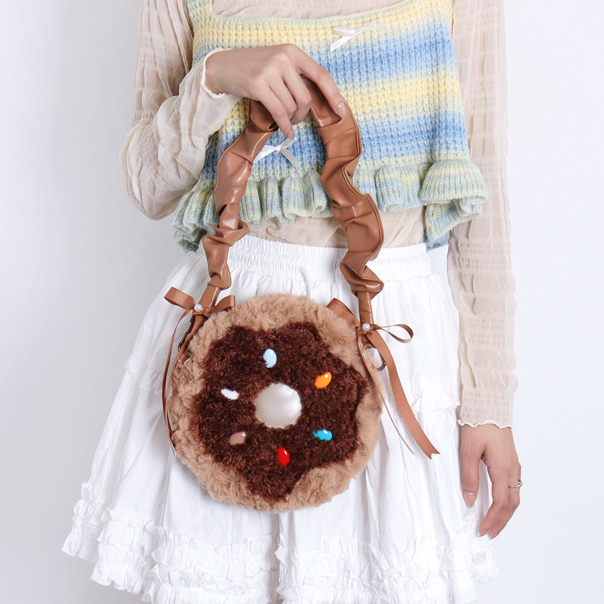 Sweet Donut Small Round Crossbody Bag for Girls - Cute Trendy Phone Bag in Lolita Style