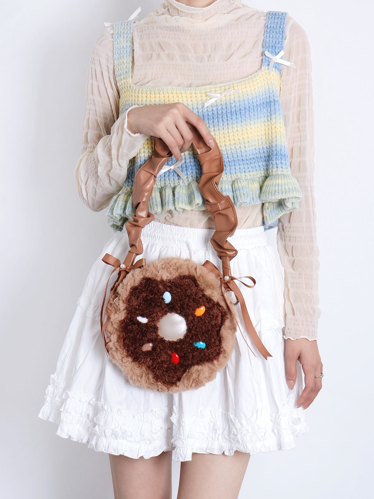 Sweet Donut Small Round Crossbody Bag for Girls - Cute Trendy Phone Bag in Lolita Style