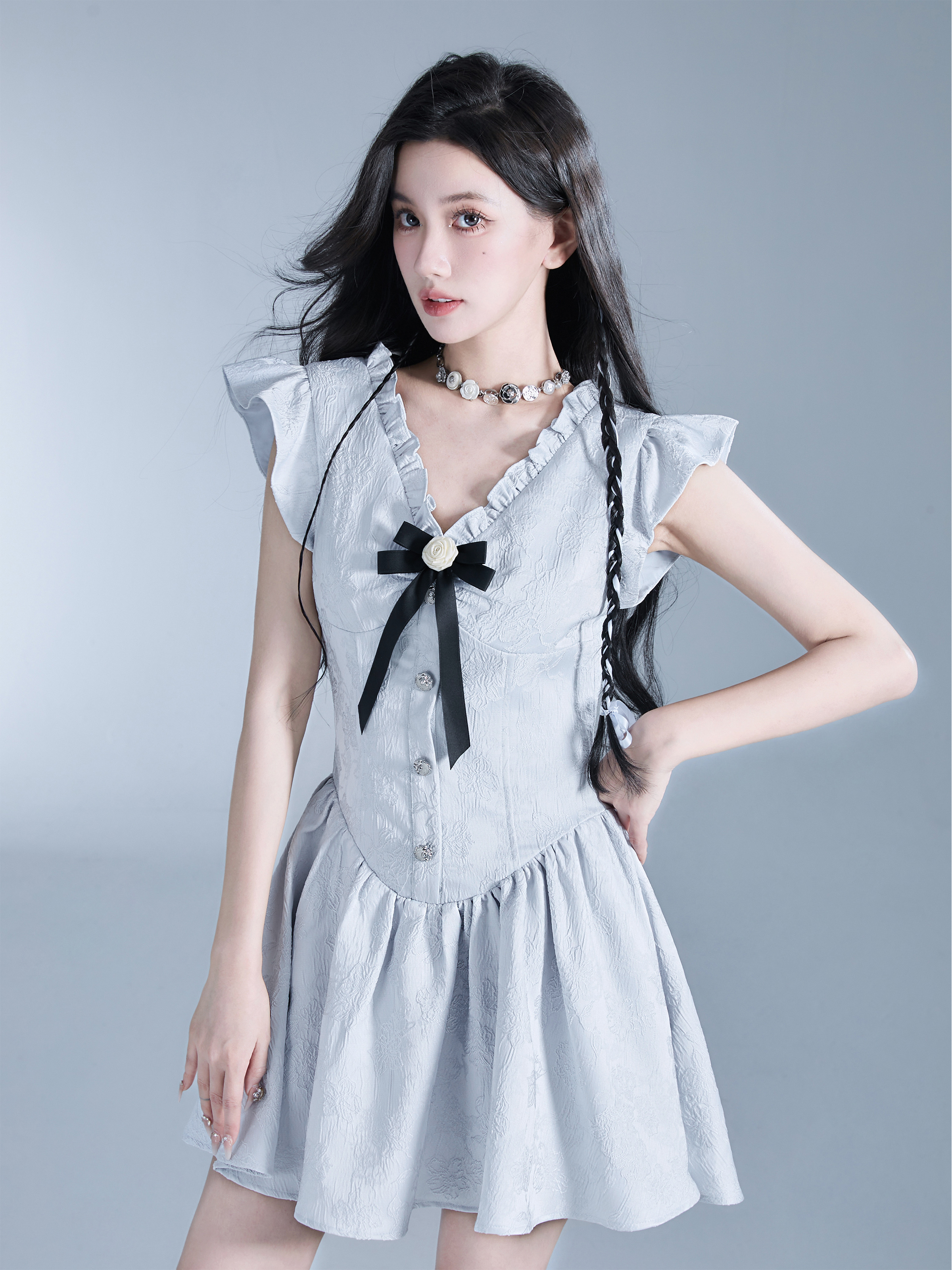 Sweet Little Sleeve Dress in Dopamine Blue | Princess-Inspired Birthday Dress | Y2K Style