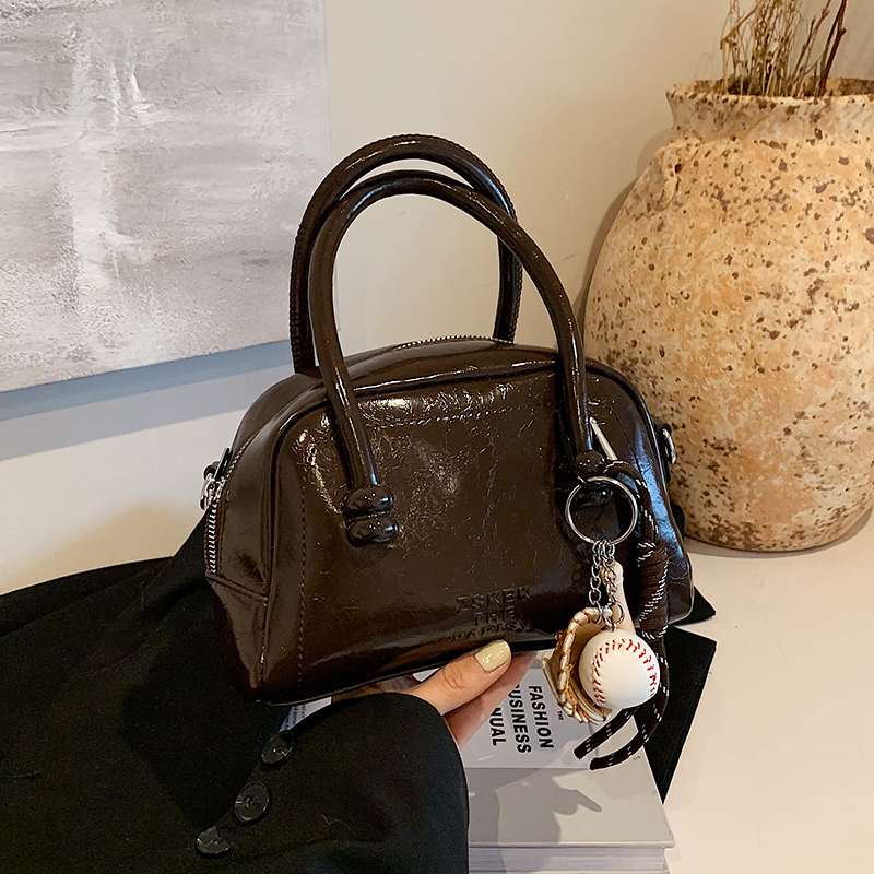 Textured Bowling Bag for Women - Stylish Small Handbag, 2025 Trendy Crossbody Shoulder Bag for Everyday Fashion
