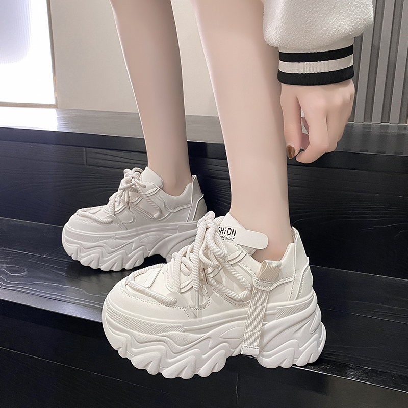 Thick-Soled Dad Shoes for Women - Casual White Sports Shoes, Height-Increasing, Lightweight, Trendy Autumn 2023 Style