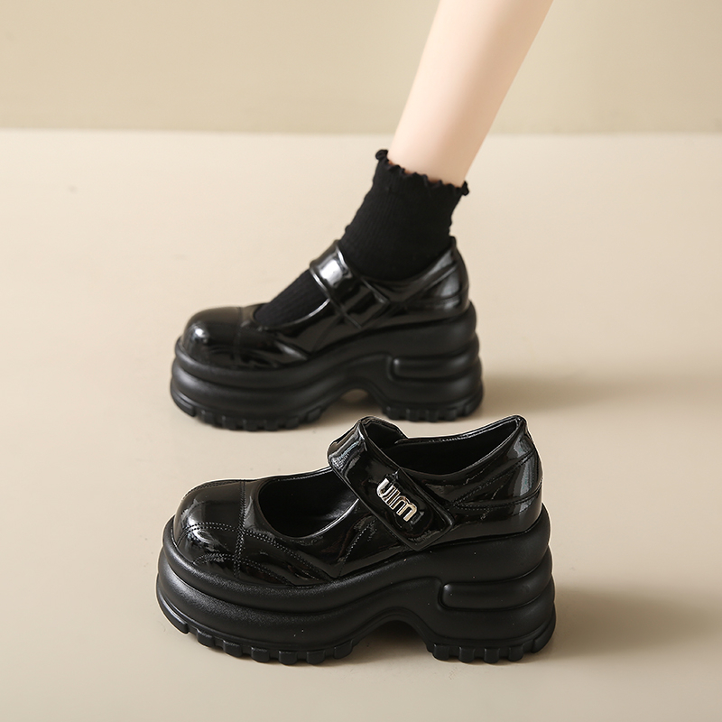 Thick-Soled Platform Mary Jane Shoes for Women - Height-Increasing Casual Velcro Sports Shoes for Spring and Autumn 2024