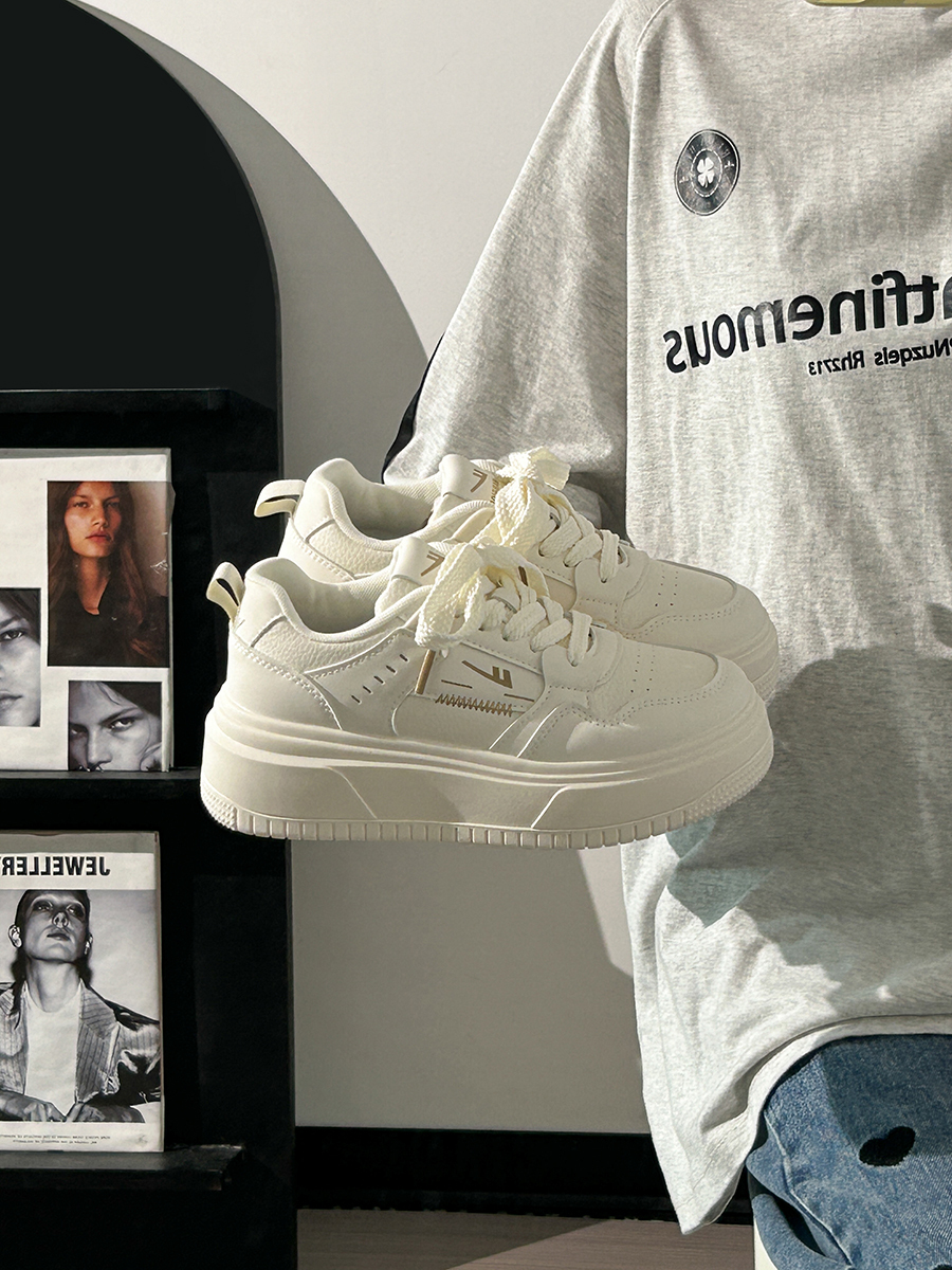 Thick-Soled White Mesh Shoes for Women - Summer 2025 New Style, Breathable, Height-Increasing, Versatile Big Toe Design