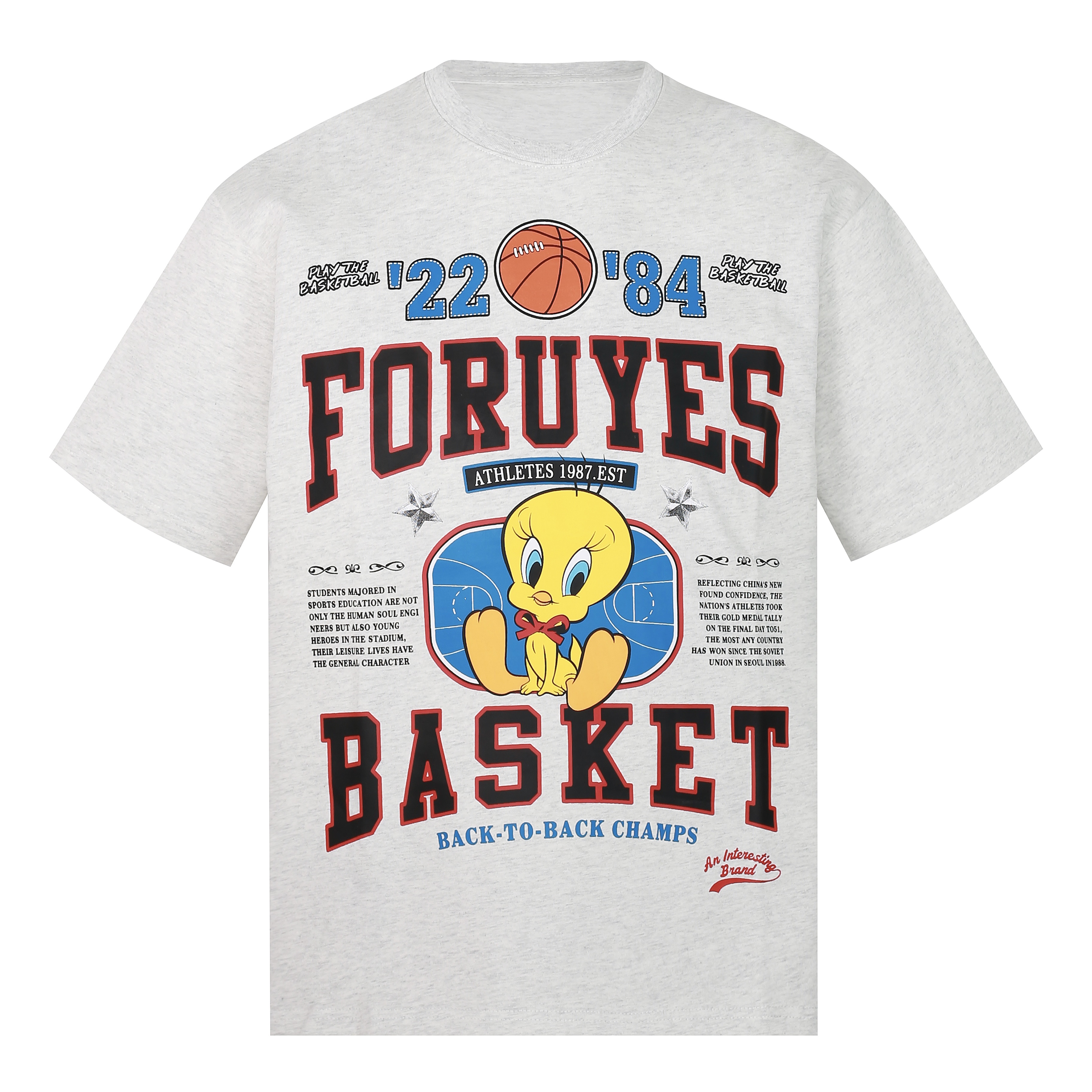 Trendy American Bird Basketball Letter Print Short Sleeve T-Shirt for Couples - Spring Summer Style, Casual Y2K Vibe