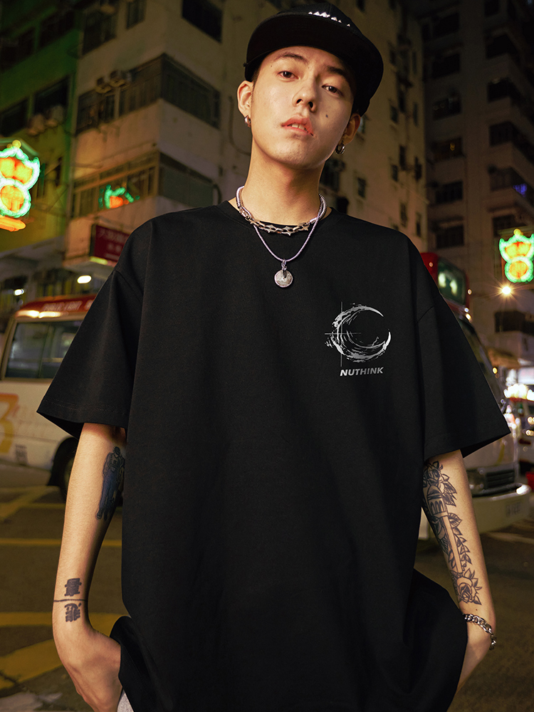 Trendy American-Style Printed Short Sleeve T-Shirt for Men and Women - Loose Fit Heavyweight Tee - Casual 90s Y2K Style