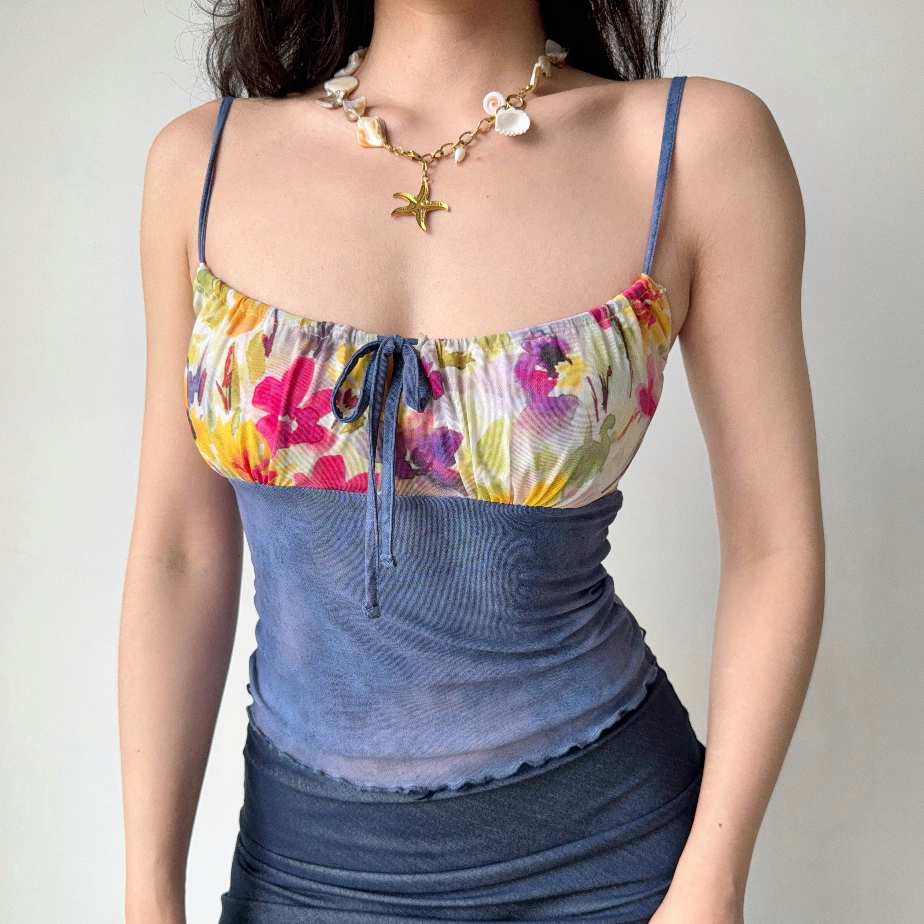 Trendy Backless Spliced Camisole Top - Women's DIY Printed Outerwear in European and American Style