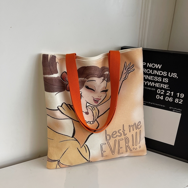 Trendy Cartoon Canvas Tote Bag for Girls - Large Capacity Shoulder Bag for School, Commuting, and Everyday Use