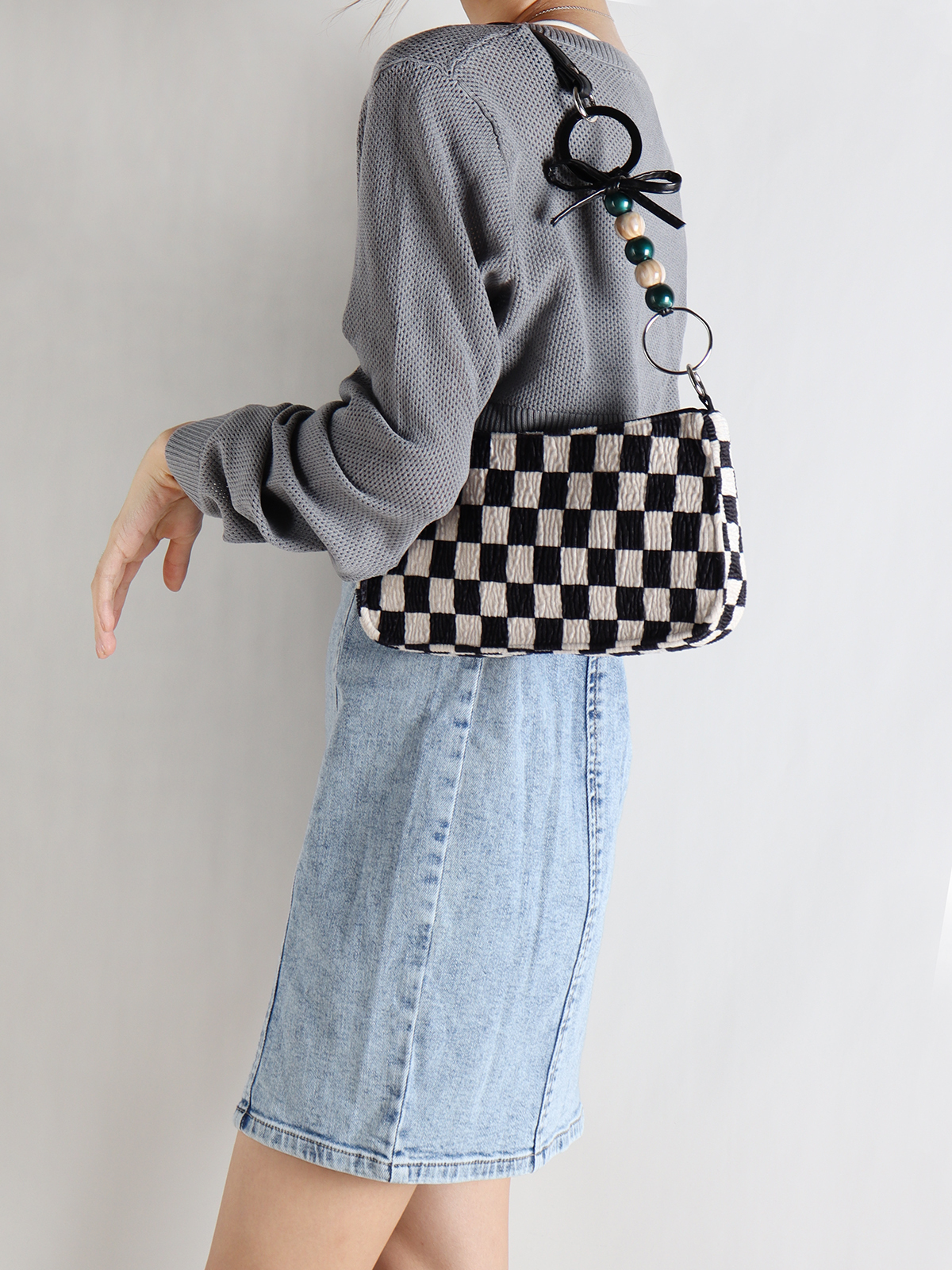 Trendy Checkered Underarm Bag for Women - Versatile Minimalist Crossbody Shoulder Bag for Spring and Summer Fashion