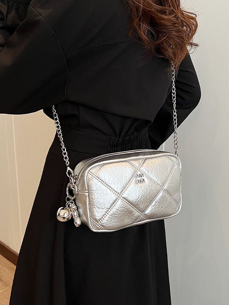 Trendy Diamond Quilted Square Bag for Women, Korean Style INS Fashion, Summer 2025 Shoulder Bag, Small Chanel-Inspired Design