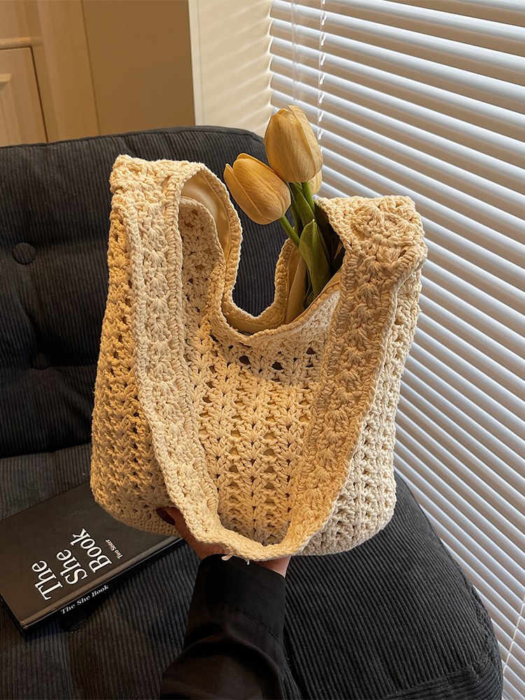 Trendy Knitted Women's Shoulder Bag - 2025 Lazy Style Large Capacity Tote for Class and Commuting
