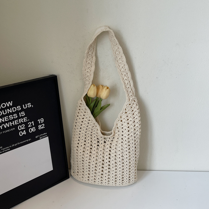 Trendy Knitted Women's Shoulder Bag - 2025 Lazy Style Large Capacity Tote for Class and Commuting