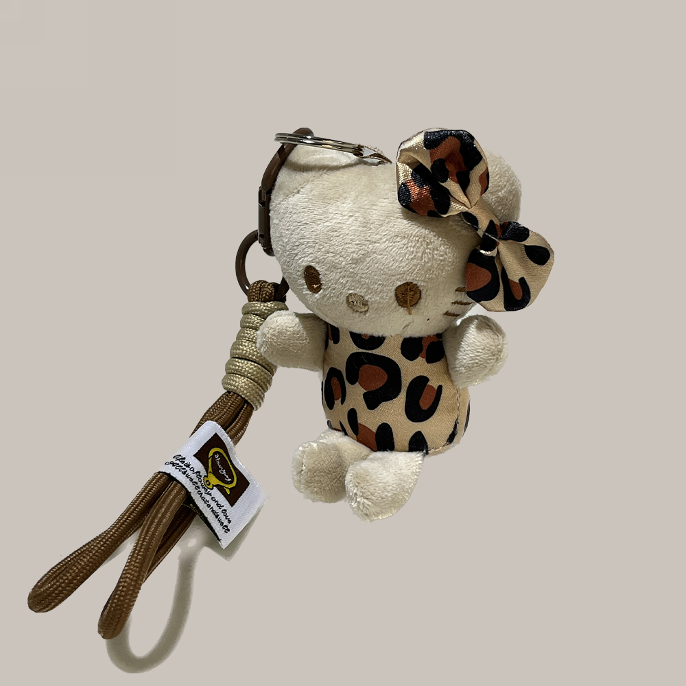 Trendy Leopard Print Plush Cat Doll Keychain - Hello Kitty Fashion Bag Pendant 2025