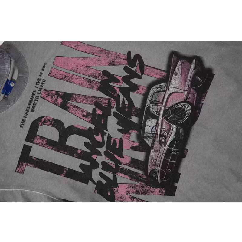 Trendy Oversized Vintage Graffiti Letter Short-Sleeve T-Shirt for Men and Women - Hip-Hop Streetwear Style