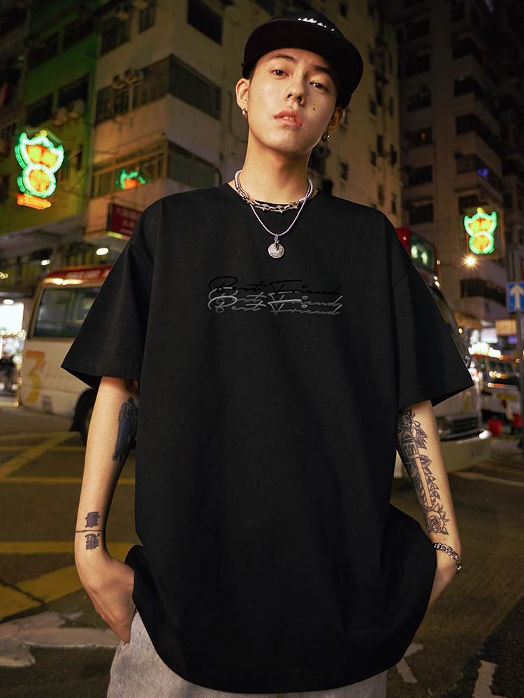 Trendy Plus Size Loose Fit Half-Sleeve T-Shirt for Men, Simple Spring Style with Letter Design, Casual Streetwear Fashion