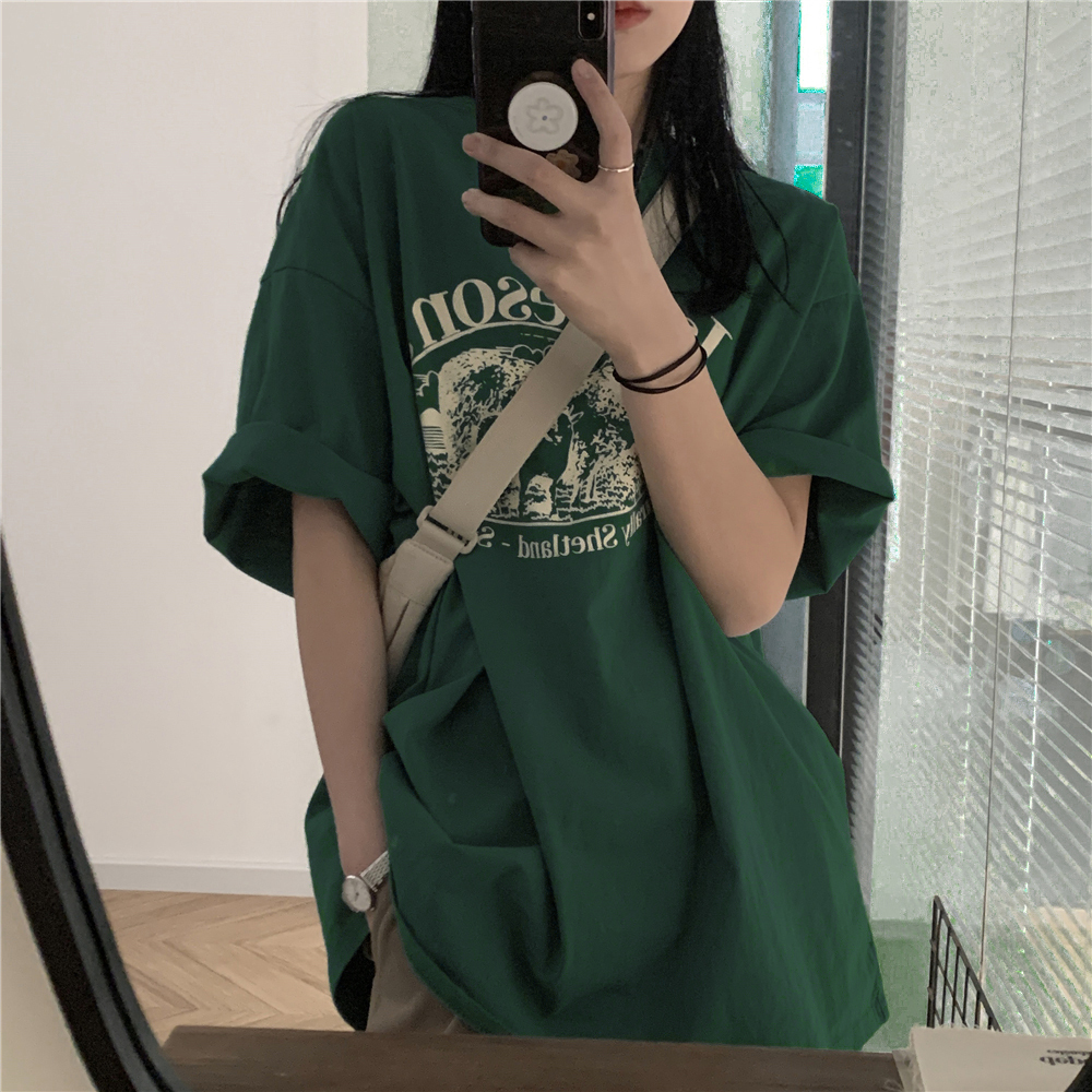 Trendy Retro Pure Cotton Short Sleeve T-Shirt for Men and Women, Plus Size, Loose Fit Hong Kong Style Couple Tee