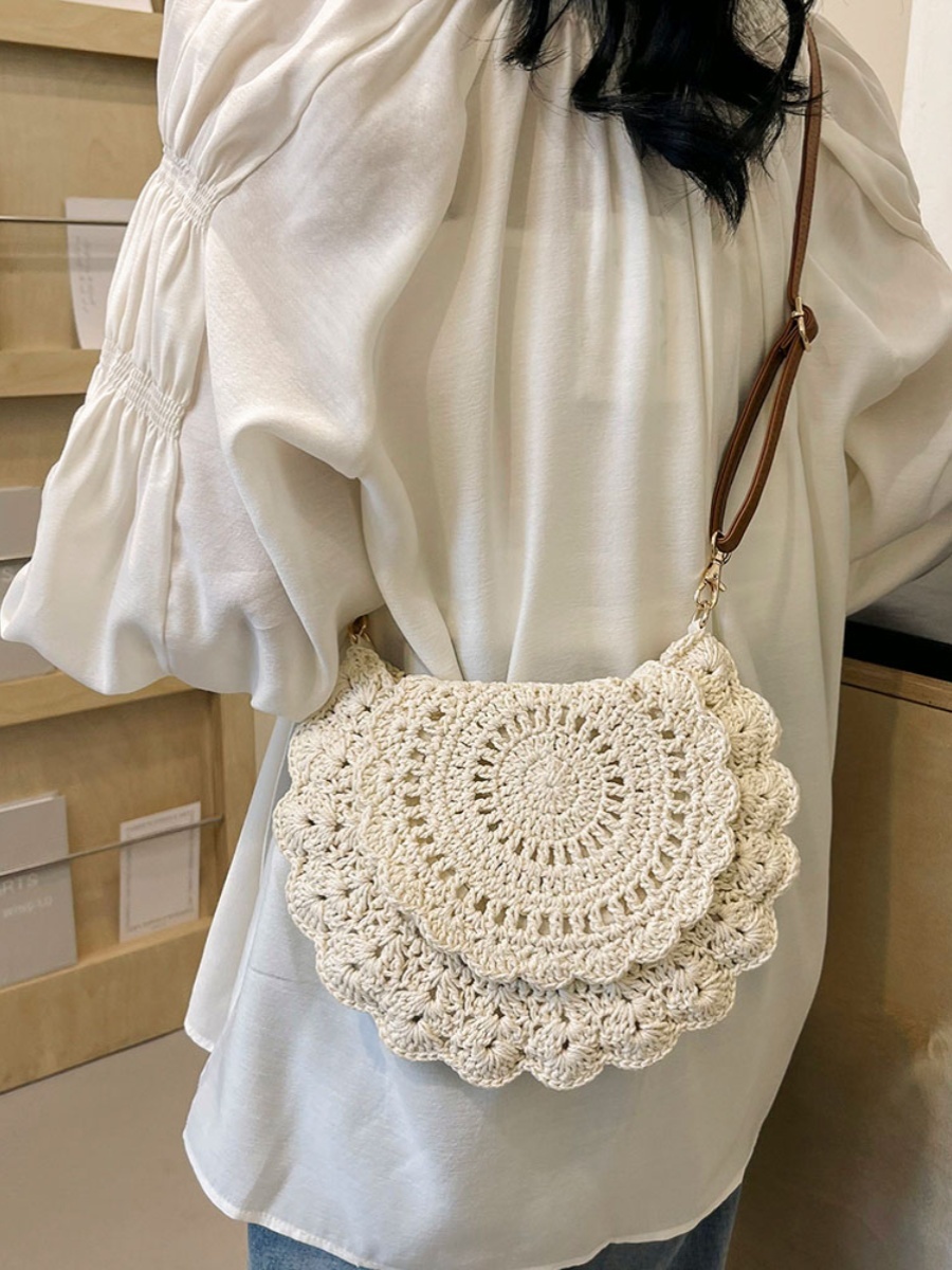 Trendy Summer Woven Shoulder Bag for Women - Casual Knitted Saddle Bag, Versatile Fashion Accessory 2025