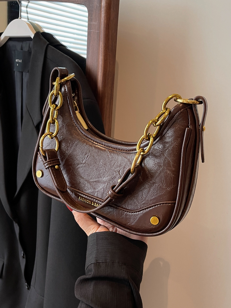 Trendy Textured Small Bag for Women - 2025 New Style Chain Shoulder Crossbody Bag, Niche Design Underarm Purse
