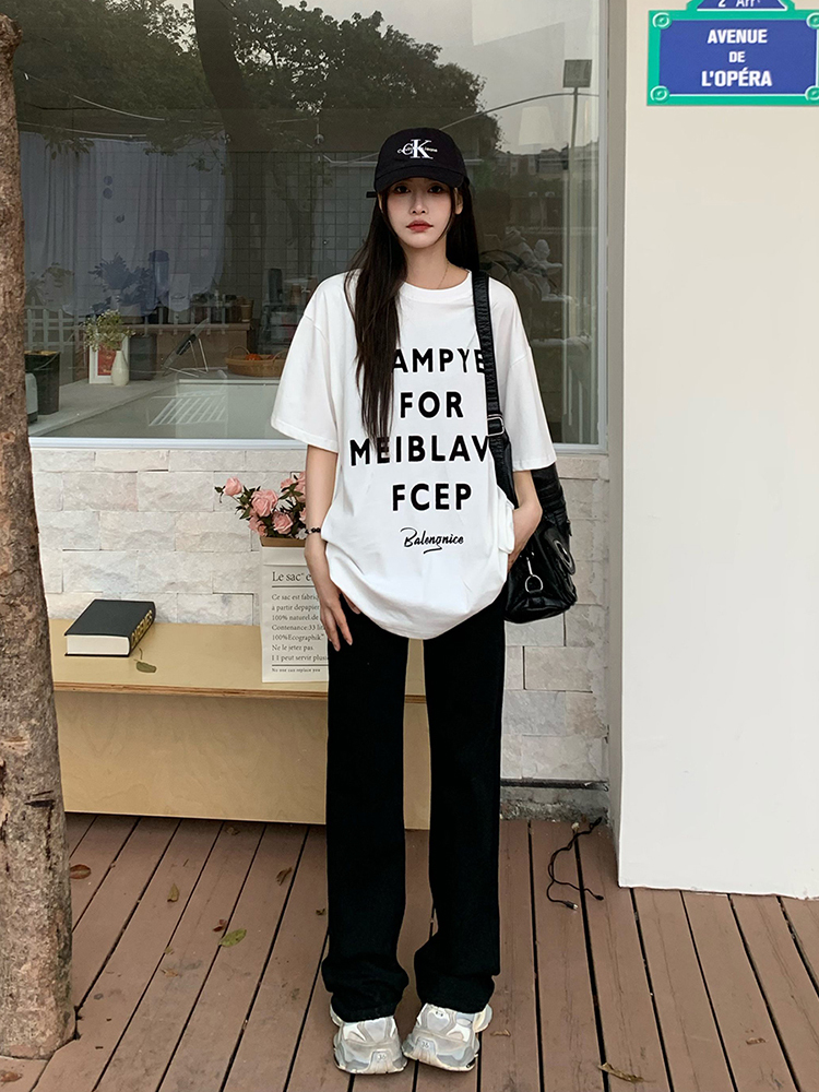 Trendy Women's Loose Short Sleeve T-shirt with Letter Print - Versatile Summer Top for 2025, Perfect for Y2K and Casual Styles