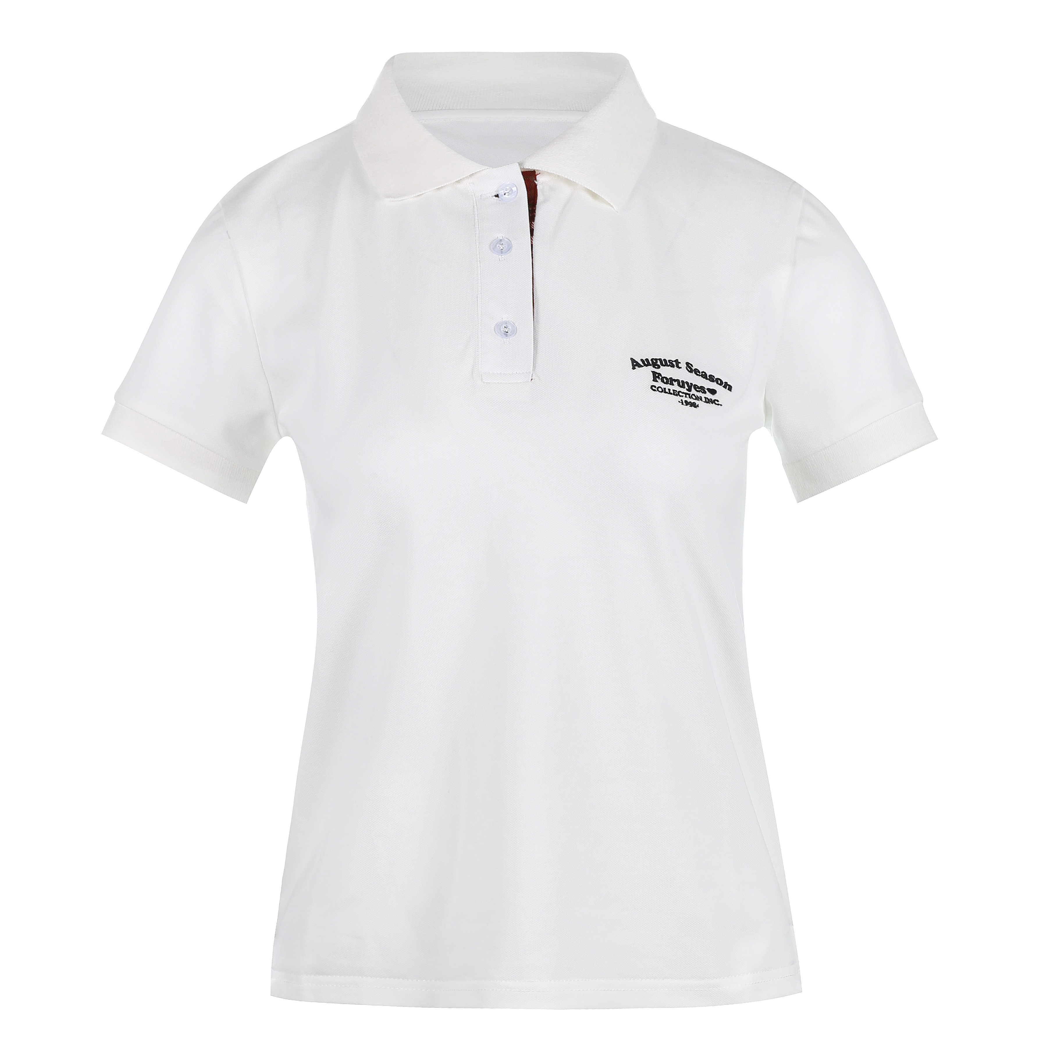 Trendy Women's Polo Shirt with Slogan Letter Embroidery and Plaid Splicing - Summer Fashion Essential for Casual Style