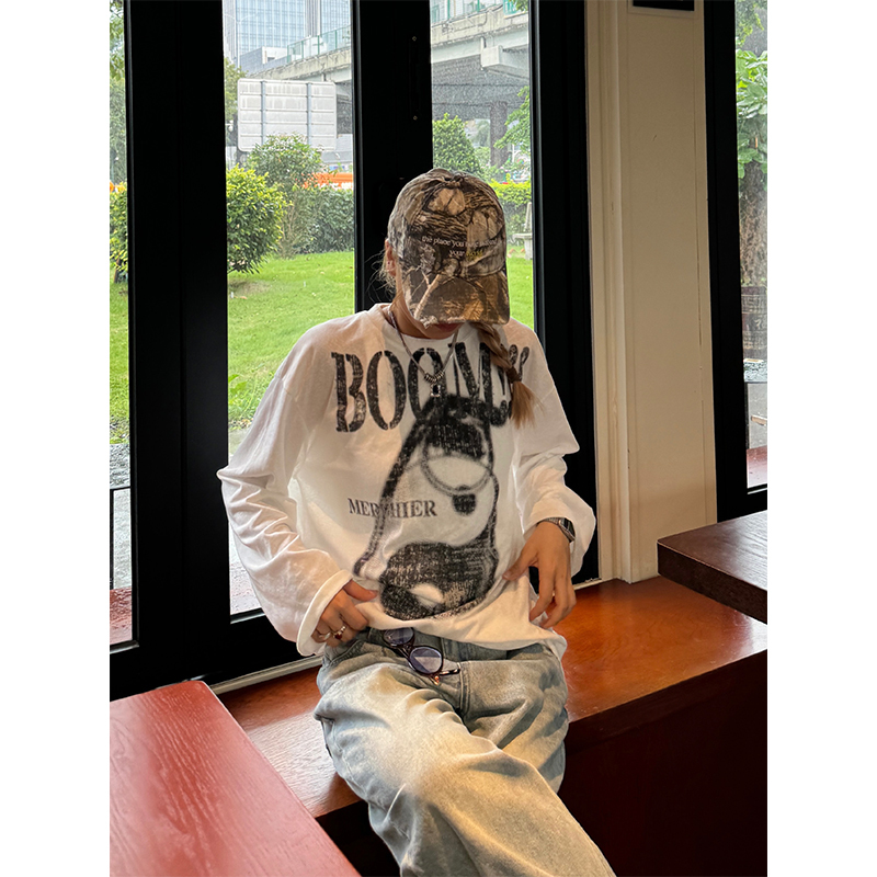 Unisex American High Street Bamboo Cotton Sun Protection Long Sleeve T-Shirt - Trendy Round Neck Summer Air Conditioning Top