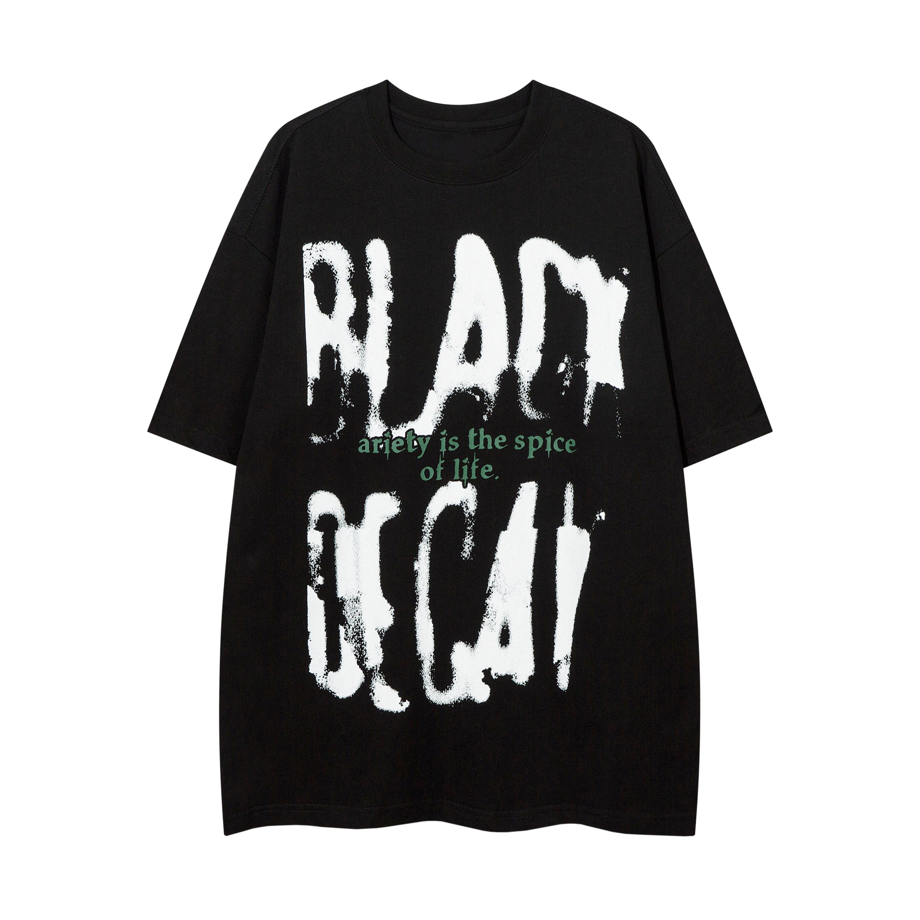 Unisex Graffiti Letter Printed Short Sleeve T-Shirt - Loose Fit Summer High Street Style for Men and Women