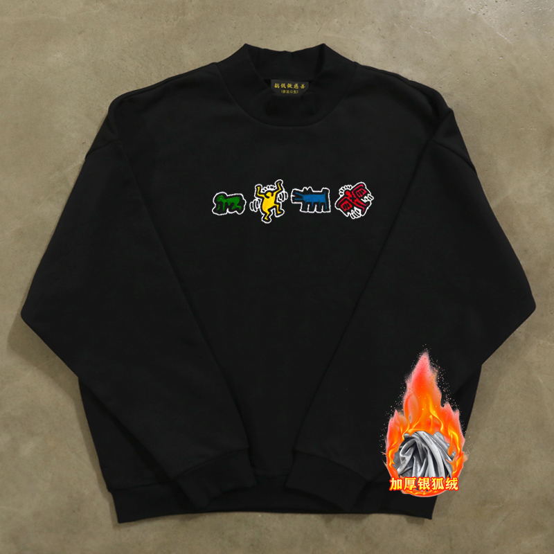 Unisex Harajuku Oversized Sweatshirt for Couples, Hip Hop High Street Style, 380g Heavyweight, Perfect for Streetwear Fashion