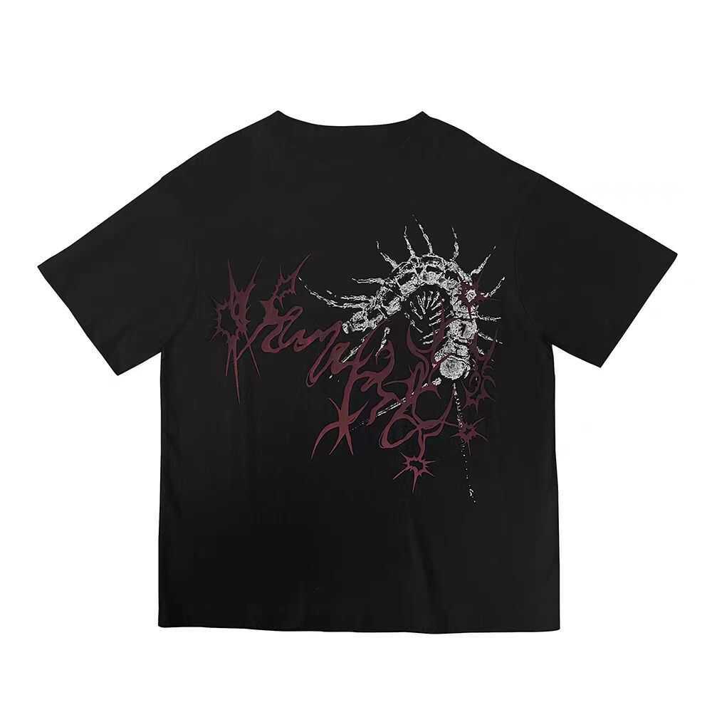 Unisex Oversized Dark Gothic Streetwear T-Shirt - Cotton Round Neck Half Sleeve Black Subculture Fashion