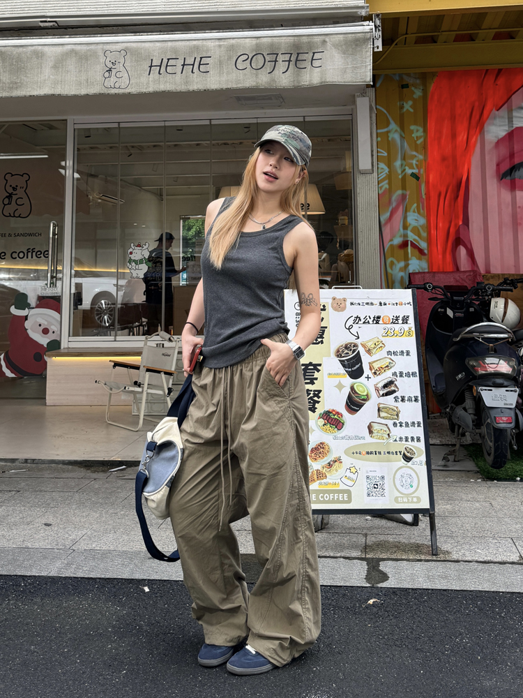 Unisex Straight Tube Quick-Dry Loose Cuffed Cargo Pants, American Street Style, Trendy Oversized Fit for Men and Women