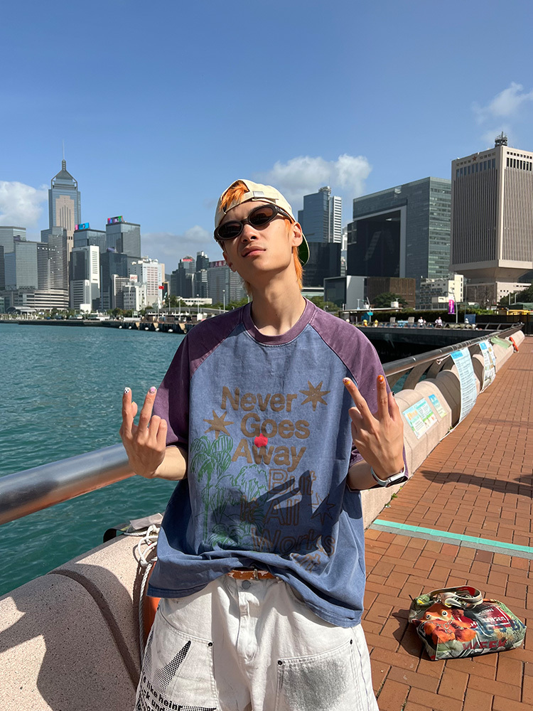Unisex Summer Washed Letter Print Raglan T-Shirt, Casual Loose Fit Top, 90s American Style Short Sleeve Tee for Men and Women