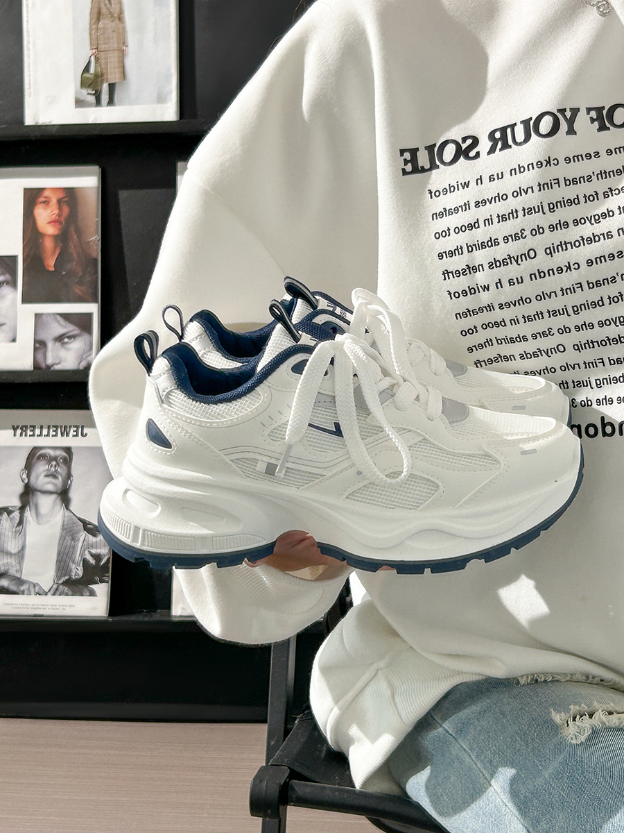Unisex Versatile Mesh Breathable Dad Shoes - Soft Sole White Sneakers for Summer 2025 Sports Style