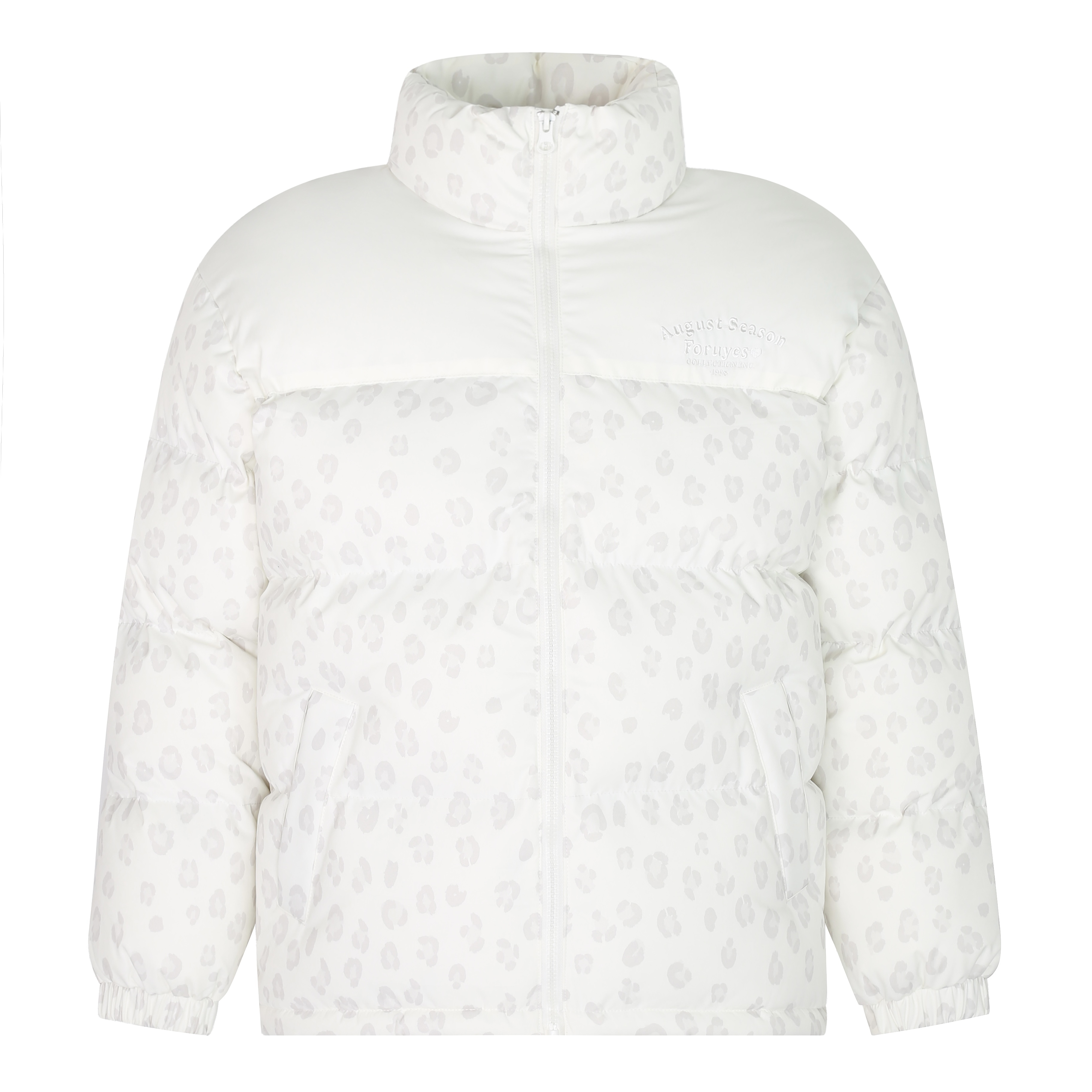 Unisex Winter Thick Cotton Jacket with Leopard Print Splicing and Slogan Embroidery - Trendy National Style Outerwear