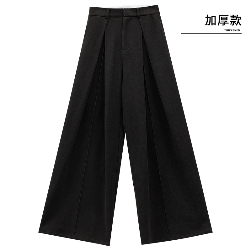 Urban Lightweight Black Casual Pants for Women - 2024 New Style Pleated Draped Wide-Leg Trousers, Y2K Inspired