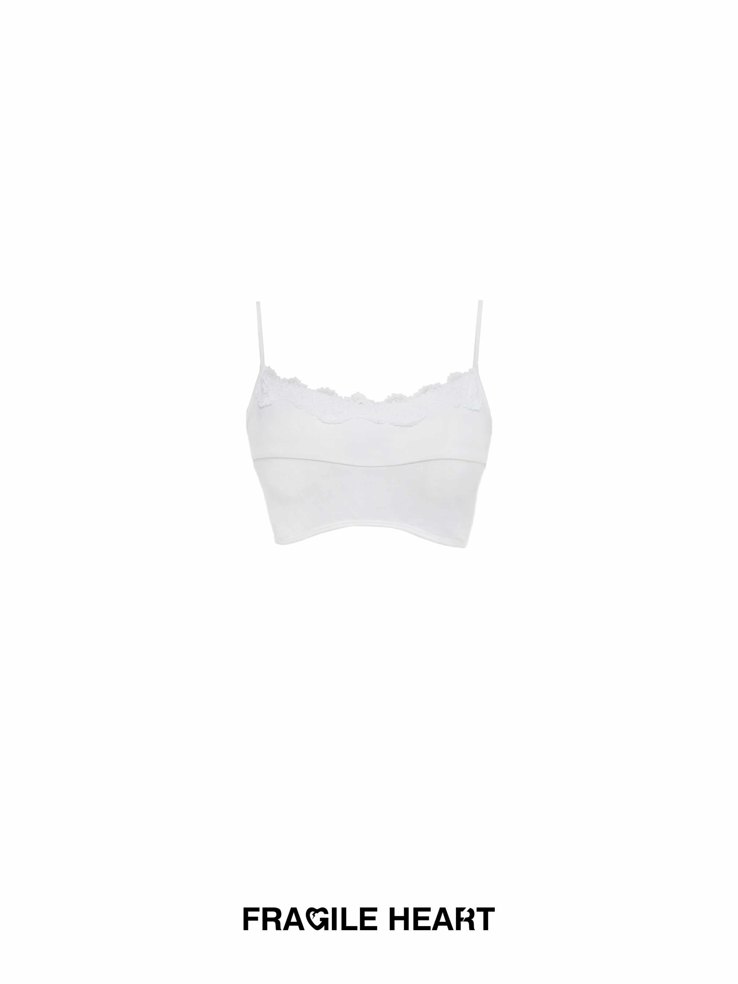 V-neck Lace Layered Camisole with Built-in Chest Pad - Heartbeat Frequency Pure Desire Style Inner Wear for Effortless Chic Look