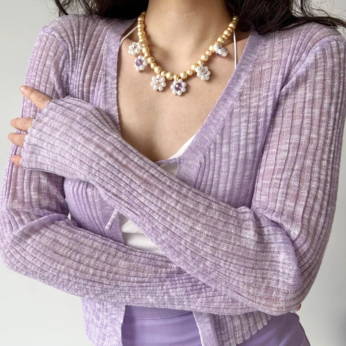 Versatile Lace-Up Thin Knit Cardigan for Women - European American Style Short Long Sleeve Top
