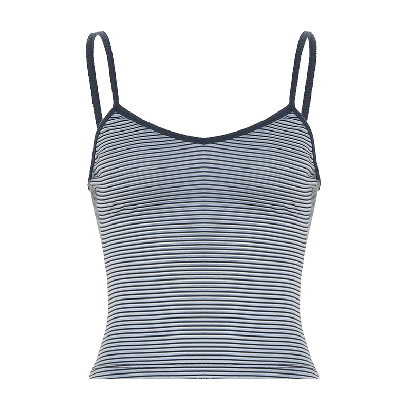 Versatile Striped Camisole and Elastic Checkered Button Low-Waist Casual Shorts Set for Effortless Summer Style